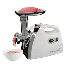 MegaChef - 1200 Watt Powerful Automatic Meat Grinder for Household Use - White