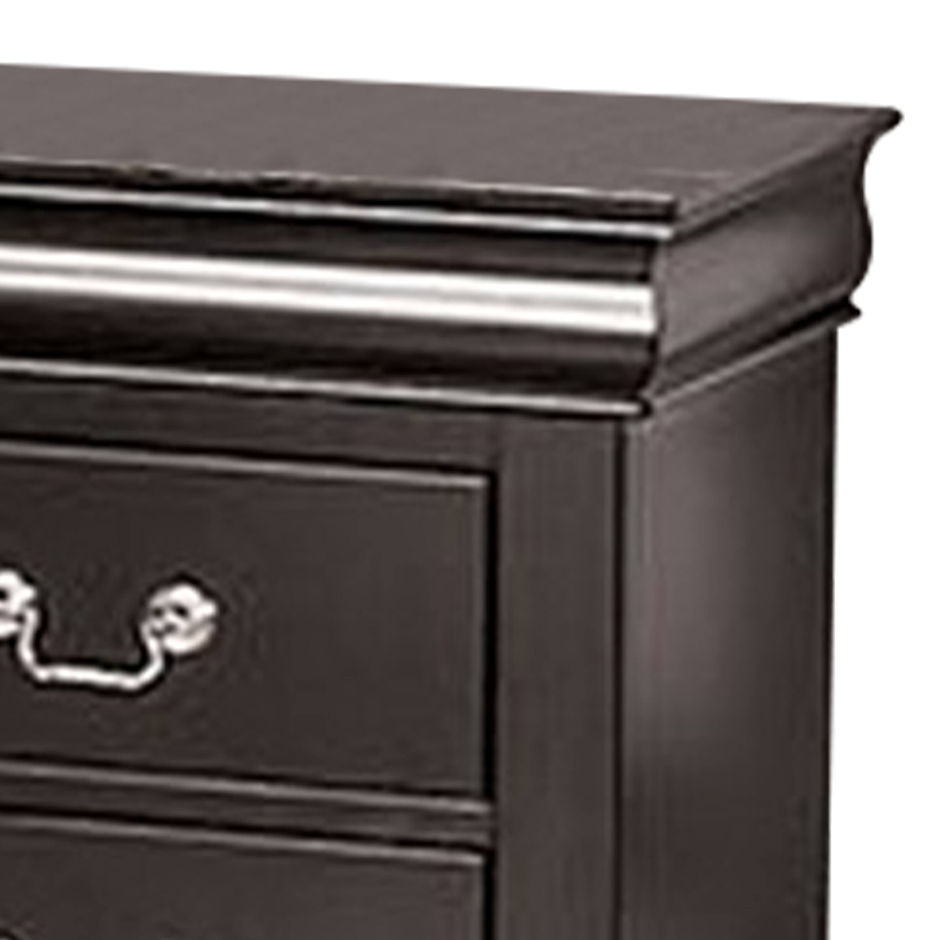 Alt View 1. Manhattan Lane - Ryla Nightstand, 2 Drawers, Solid Wood, Nickel Metal Drop Handles - Black, Nickel.