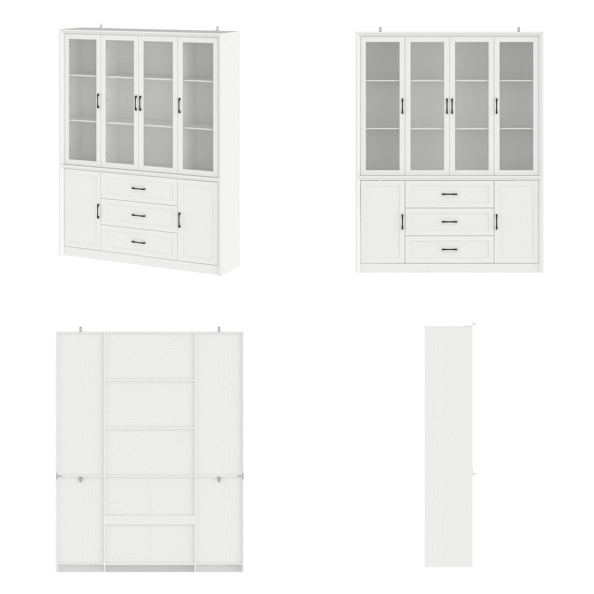 Alt View 10. FUFU & GAGA - Large Glass Door Storage Cabinet with Drawers and Shelves for Living Room Display and Organization - White.