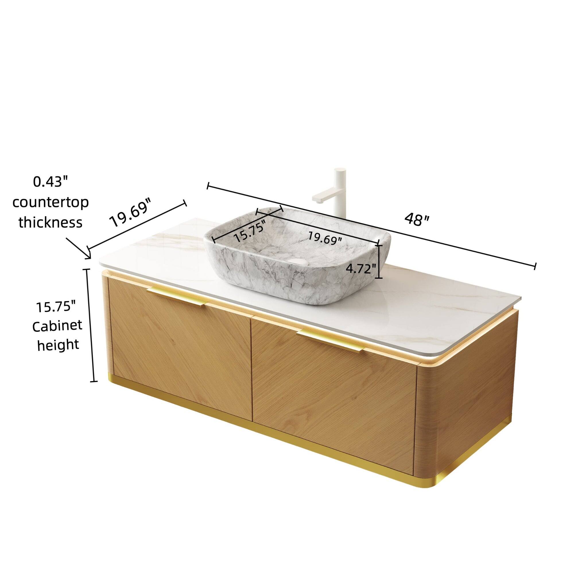 0.43" countertop thickness  
19.69"  
15.75"  
19.69"  
4.72"  
48"  
15.75" Cabinet height