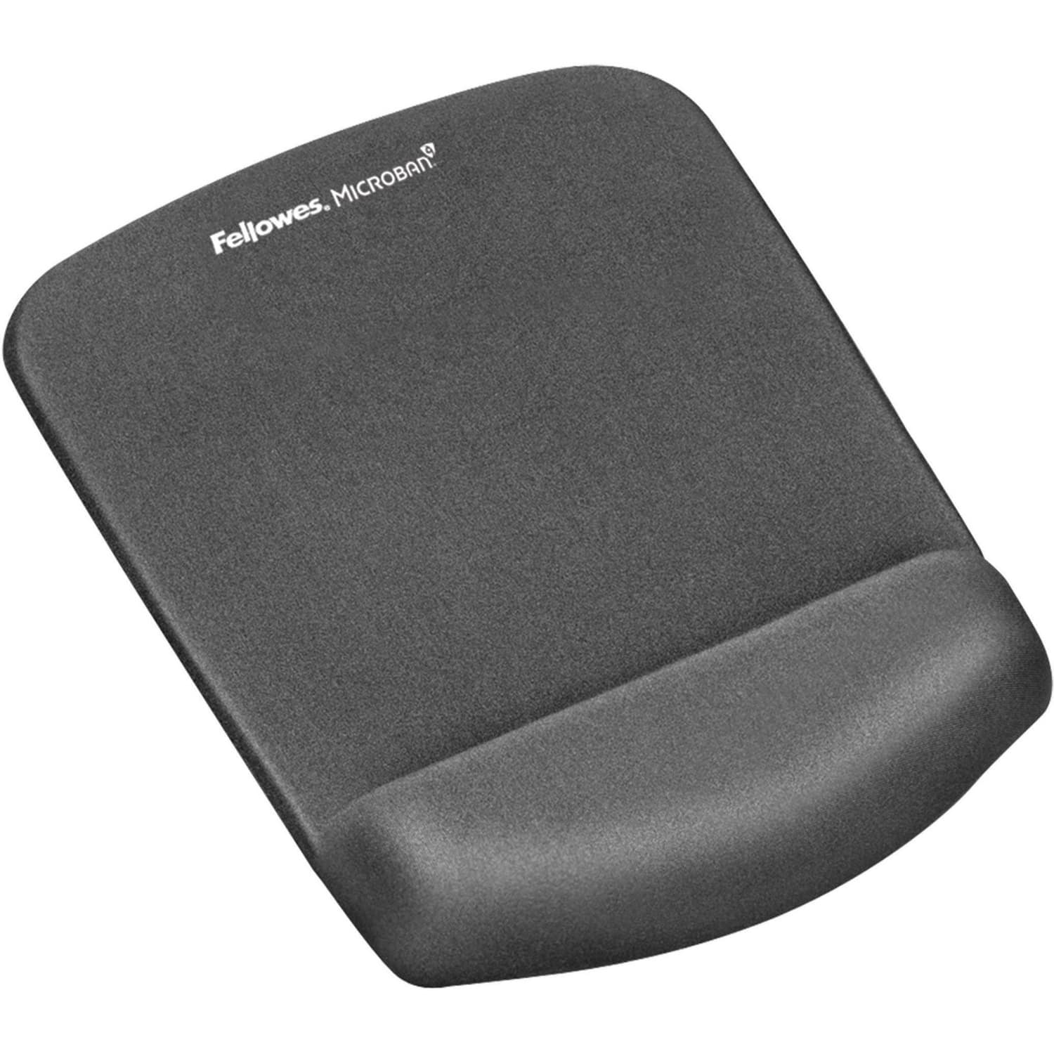 Fellowes - PlushTouch Microban Mouse Pad Wrist Rest 1 x 7.25 x 9.38 Graphite - Black