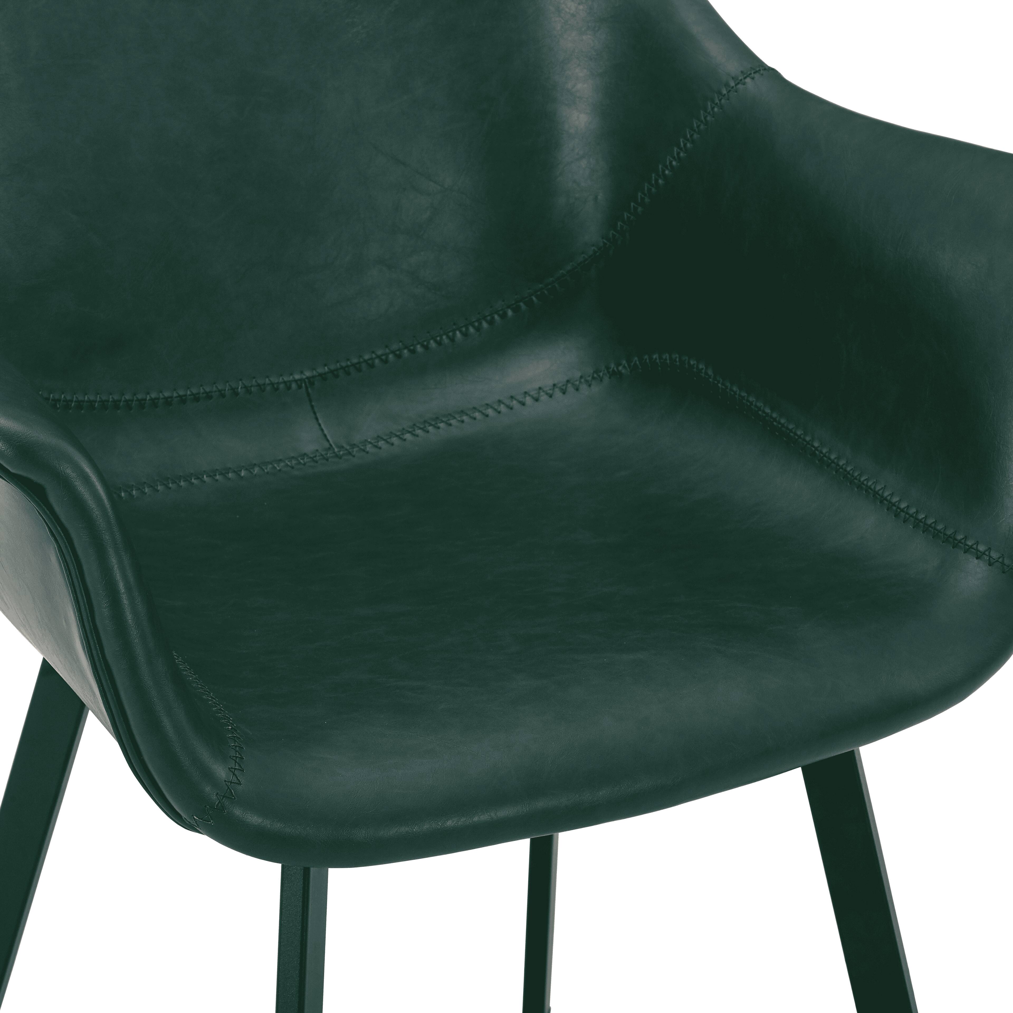 Alt View 7. LeisureMod - Markley 4-PCS Contemporary Distressed Leather Dining & Office Accent Chair - Iron Legs - Olive Green.