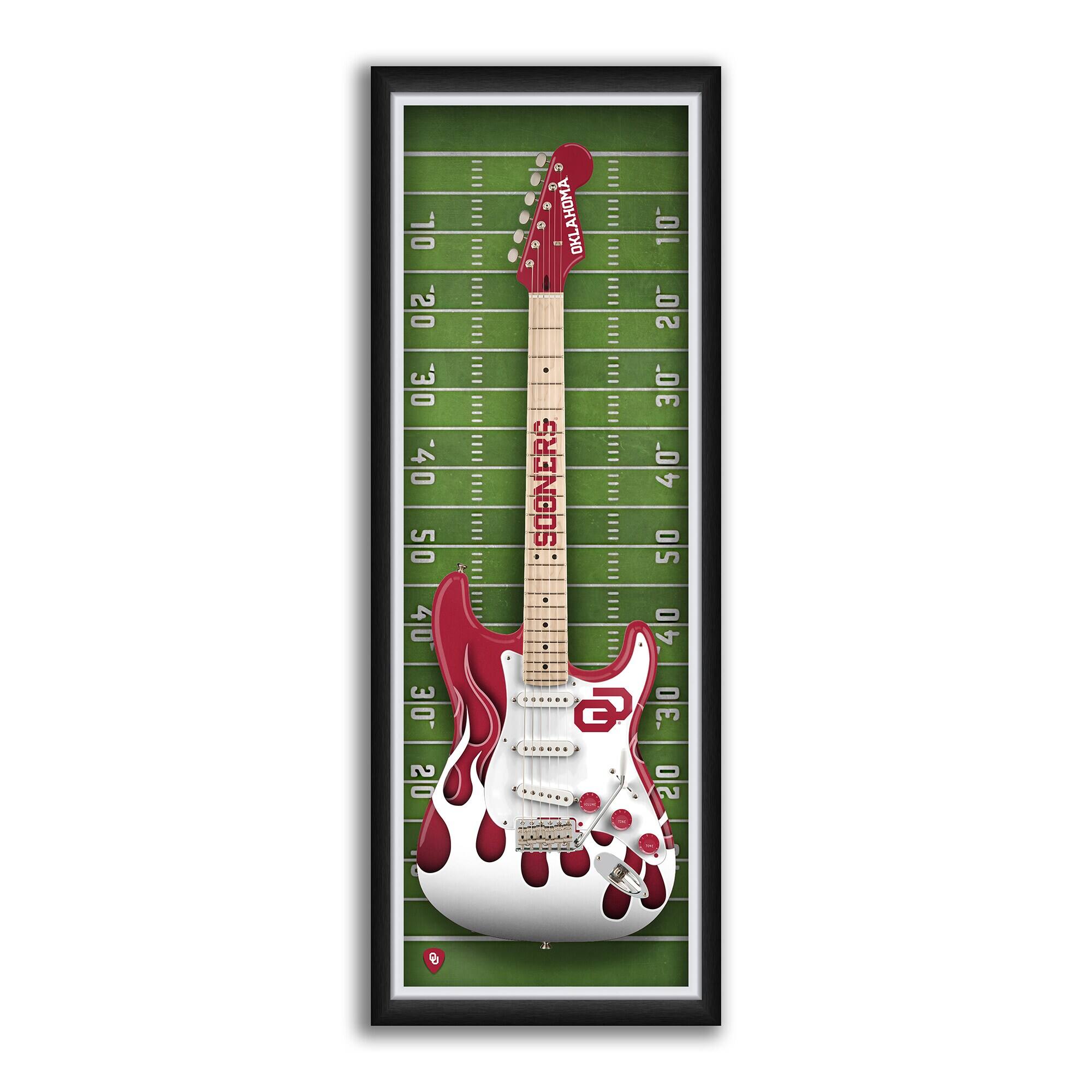 Oklahoma Sooners 14" x 37" Electric Guitar Framed Art Print