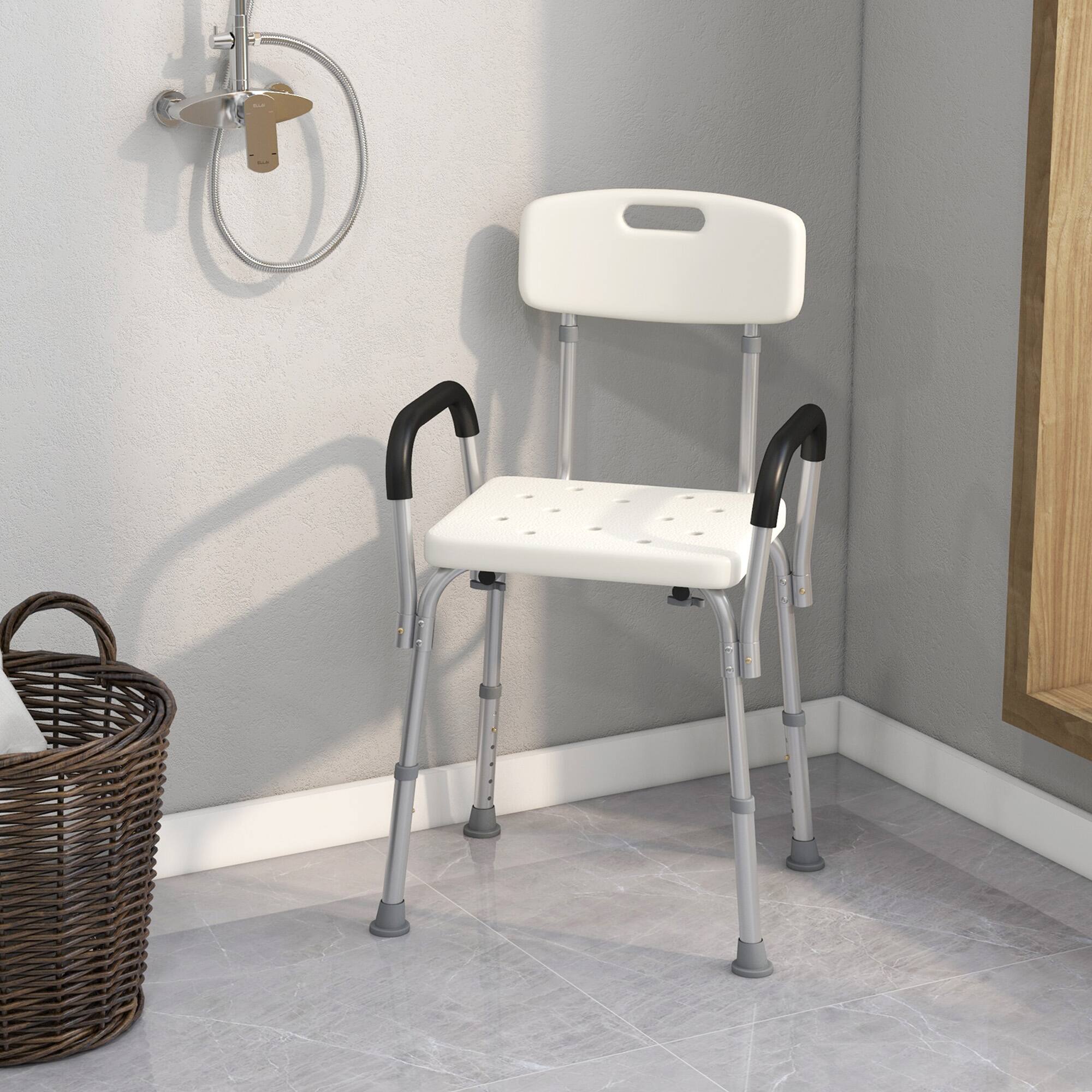 Alt View 1. Homcom - Shower Chair, Mobility Medical Grade Bath Chair, Adjustable Shower Bench with Removable Armrests for Seniors, Handicap - White.