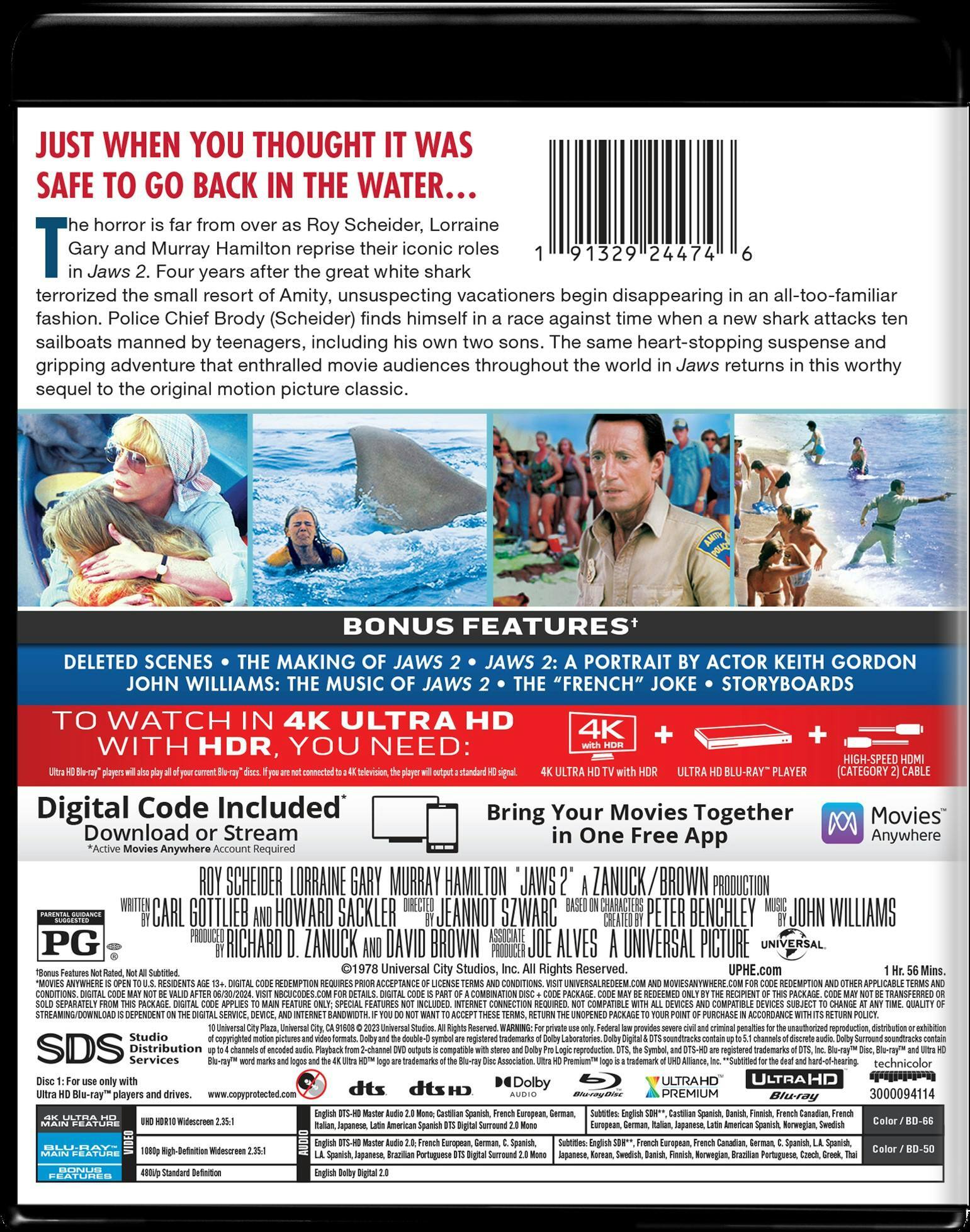 Back. Jaws 2   - 4K Blu-Ray.