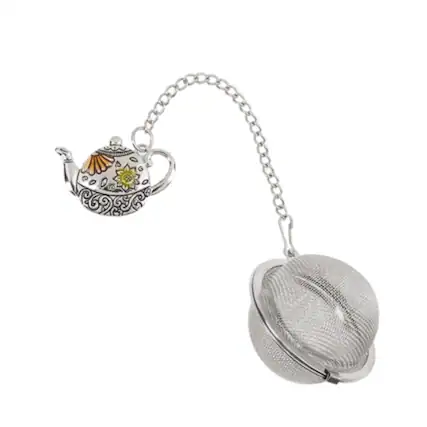 Front. Ganz - Ganz Sunflower Teapot Charming Zinc Metal Mesh Tea Infuser Ball with Enameling For Loose Leaf Tea Reusable.