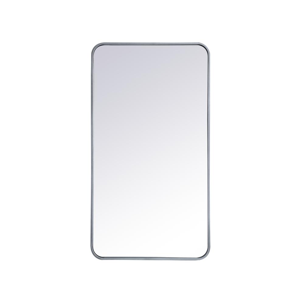 Back. Elegant Decor - Soft corner metal rectangular mirror 22x40 inch in Silver - Silver.