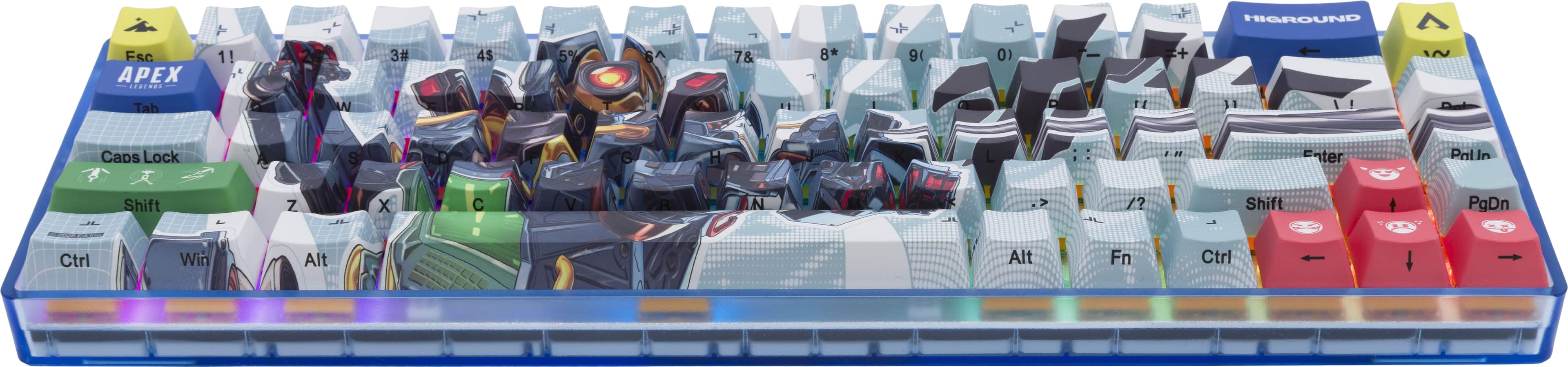 The image shows a keyboard with various colored keys, including red, green, and blue. The keys are arranged in a way that allows for easy access and identification. The keyboard also has a "Tab" key, which is typically used for navigating between open windows or documents. The layout of the keys suggests that it is designed for efficient use and user-friendly experience.