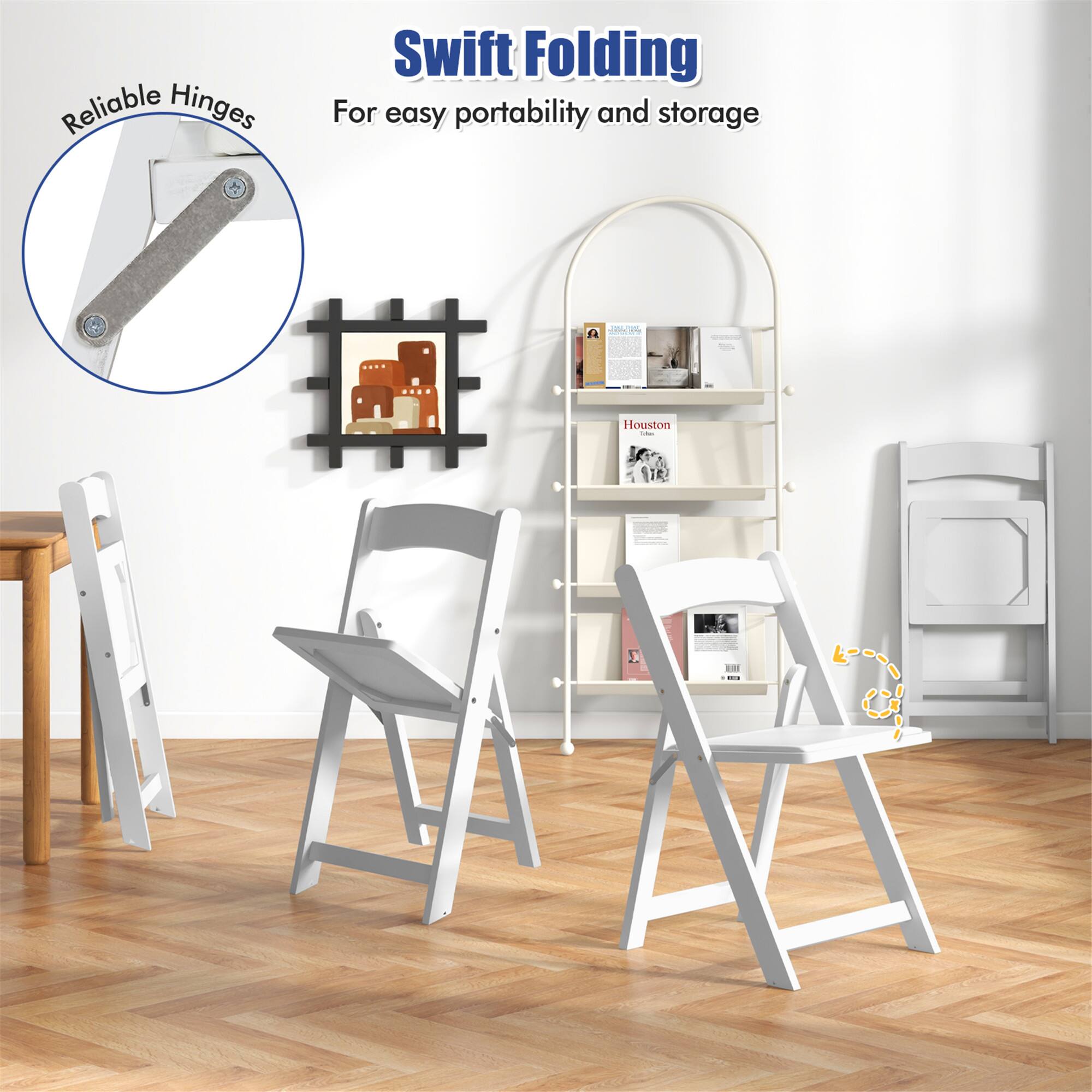 Swift Folding  
For easy portability and storage  

Reliable Hinges