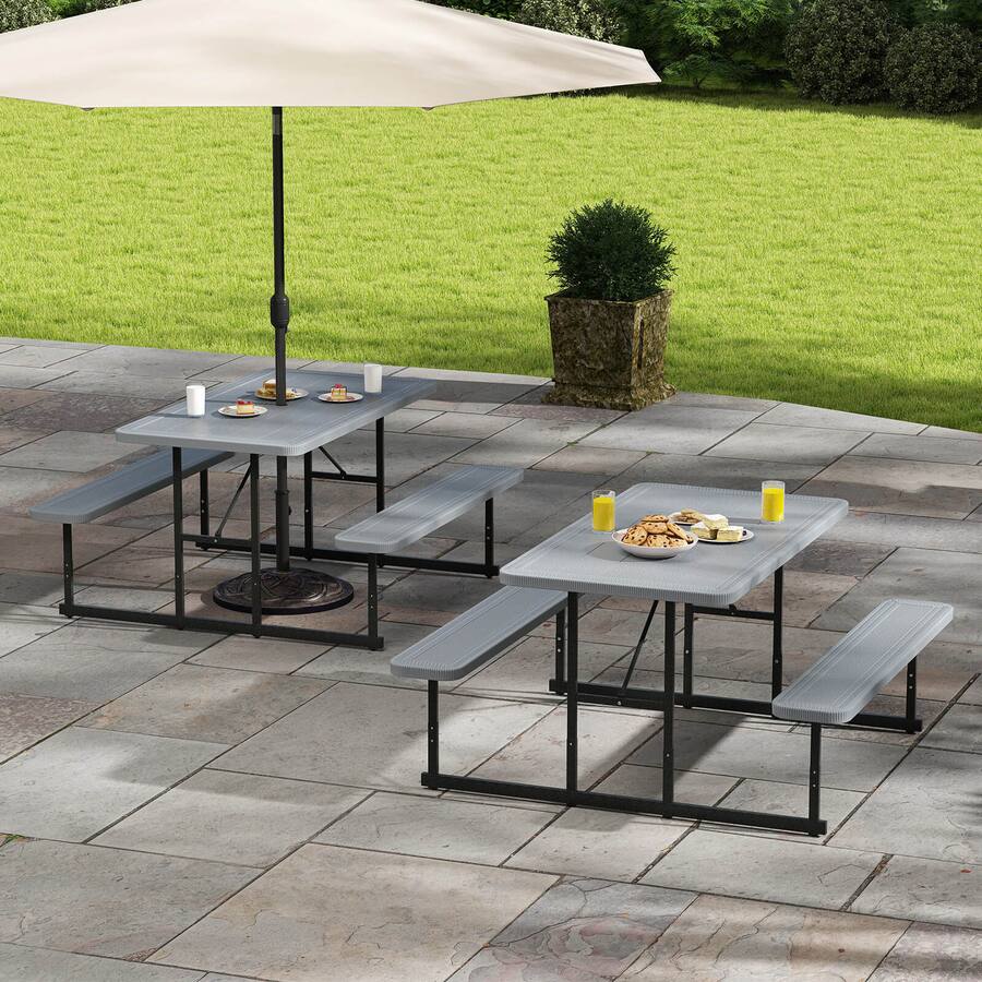 Costway Picnic Table Bench Set for People Outdoor Rectangular