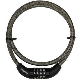 Master Lock - 3/8 in D X 60 in L Vinyl Coated Steel Locking Cable - Black
