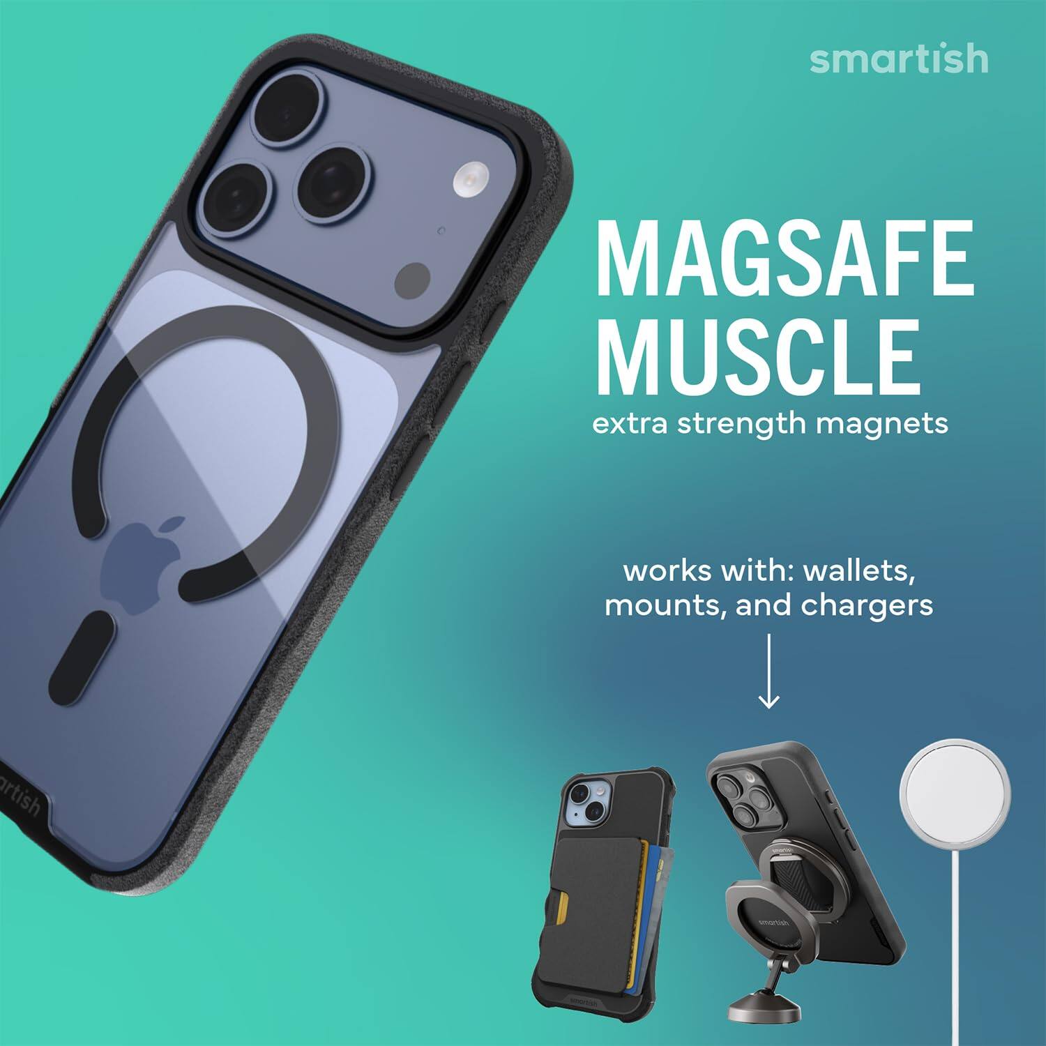 smartish  
MAGSAFE MUSCLE extra strength magnets  
works with: wallets, mounts, and chargers