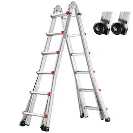 VEVOR - Telescoping Ladder A Frame, 20.5 FT Compact Aluminum Extension Ladder, Multi-Function Portable Collapsible RV Ladder - Silver