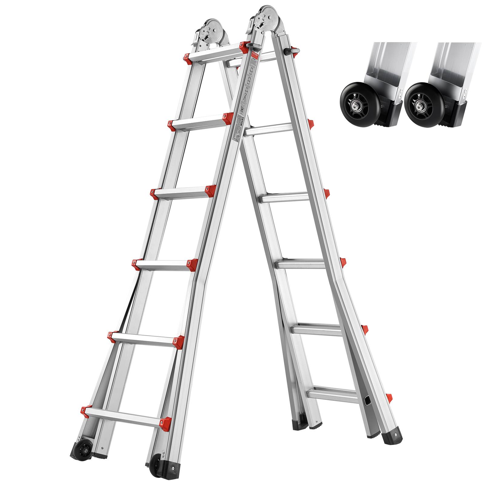 Front. VEVOR - Telescoping Ladder A Frame, 20.5 FT Compact Aluminum Extension Ladder, Multi-Function Portable Collapsible RV Ladder - Silver.