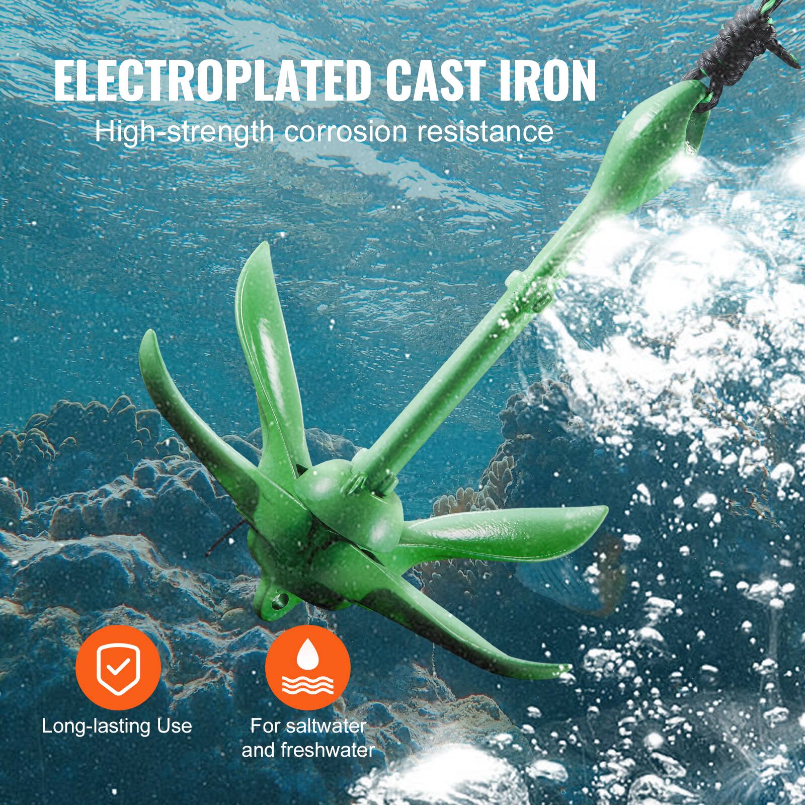 ELECTROPLATED CAST IRON  
High-strength corrosion resistance  
Long-lasting Use  
For saltwater and freshwater