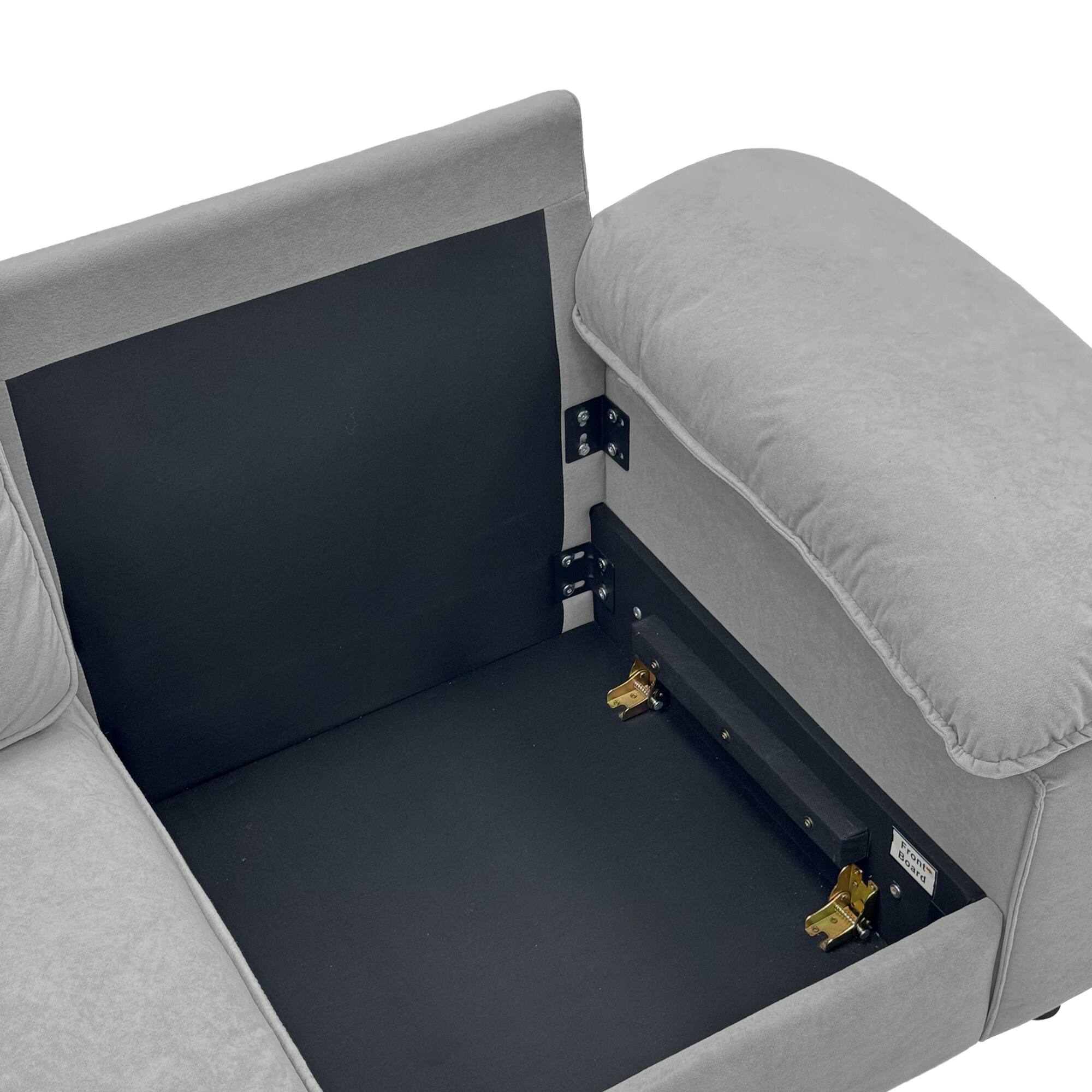 Left. Anysun - 78.7" Velvet 2-Seat Storage Loveseat - Space-Saving Compact Couch for Small Apartments. - Gray.