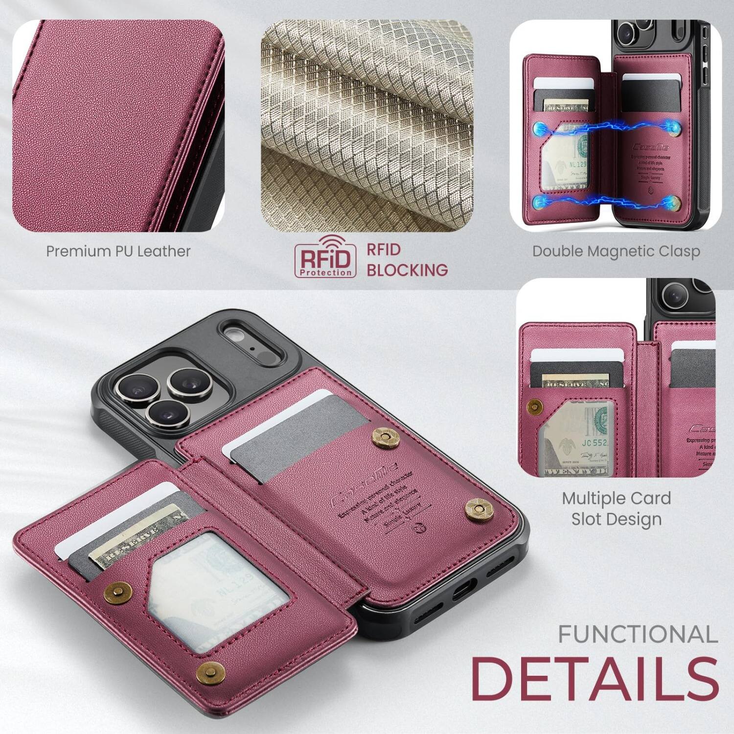 Cordita  
VL125  
Premium PU Leather  
RFID Protection BLOCKING  
Double Magnetic Clasp  
RESERVE NO  
JC552  
Can Expressing - CDC Return  
TWENTY D  
RESERVE  
Multiple Card Slot Design  
FUNCTIONAL DETAILS