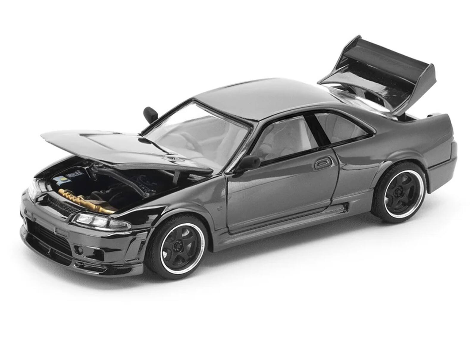 Alt View 4. Pop Race - GTR R33 400R RHD (Right Hand Drive) Dark Chrome "The Dark Chrome Series" 1/64 Die-Cast Model Car by Pop Race.
