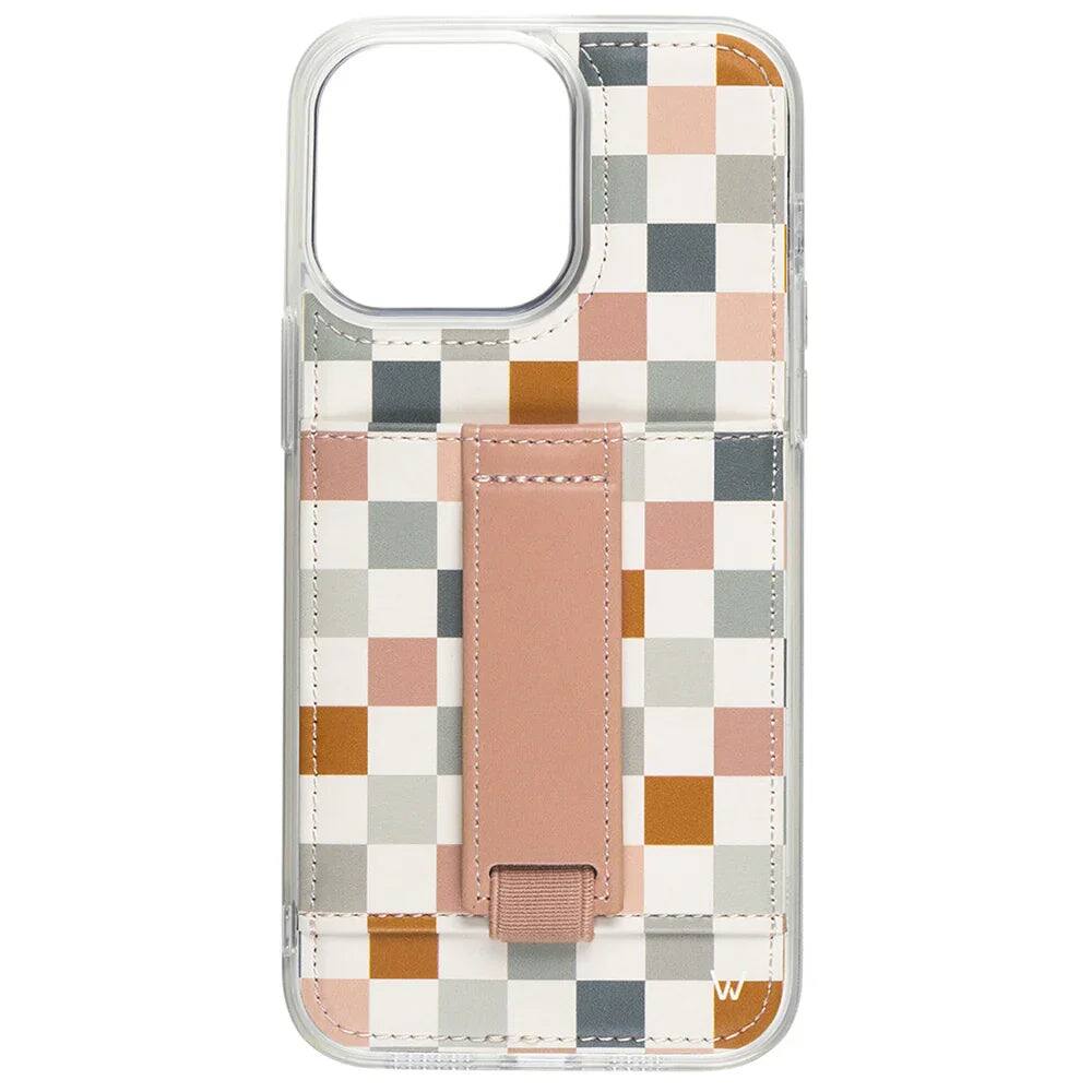 Walli Cases - Phone Case with Wallet and Finger Strap for iPhone 15 Pro - Coastal Check