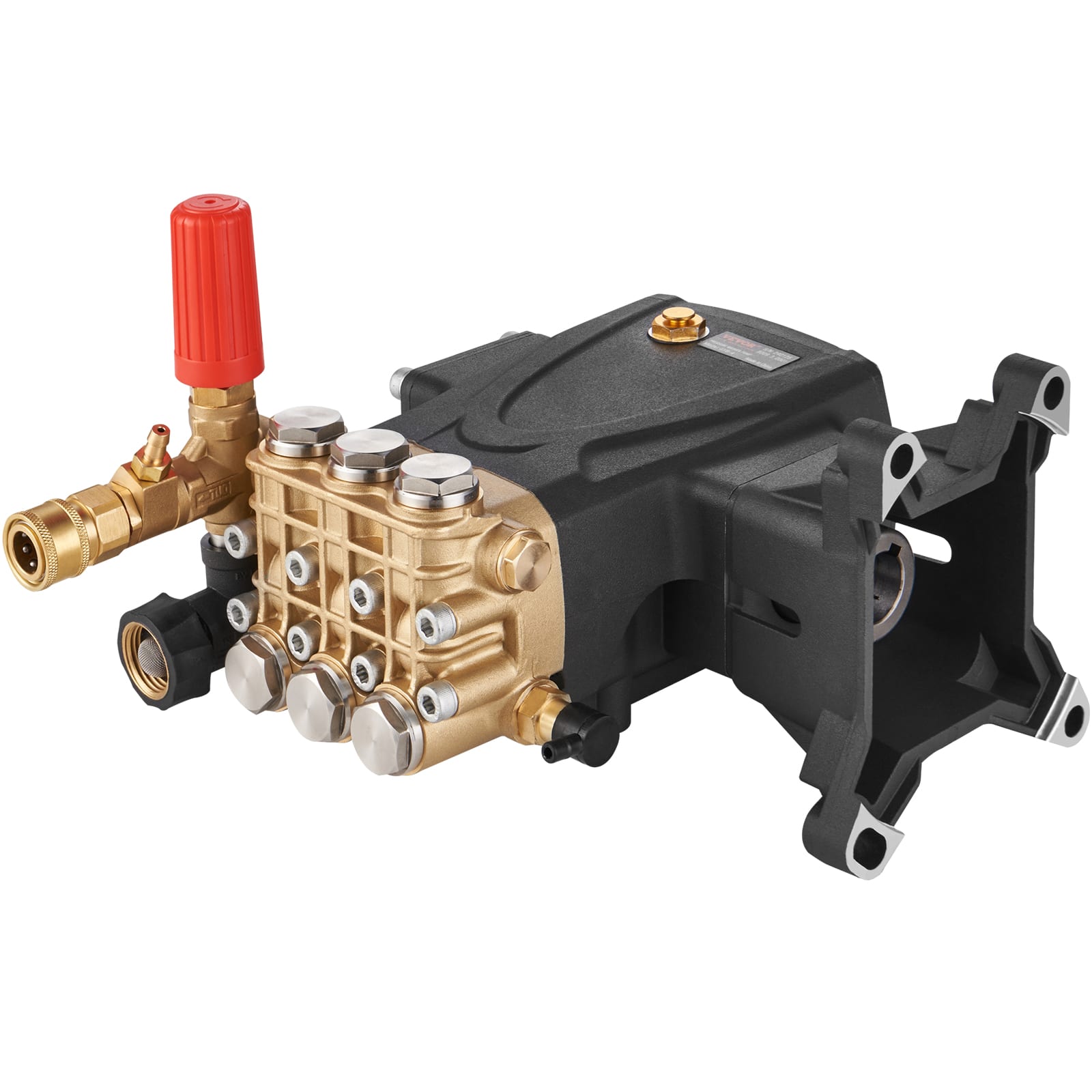 VEVOR - Pressure Washer Pump, 1" Shaft Horizontal Triplex Plunger, 4400 PSI, 4 GPM Flow, Replacement Power Washer Pumps Kit - Black