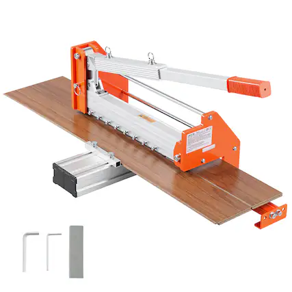 Front. VEVOR - 12 inch Vinyl Floor Cutter, 12mm Thick Laminate Flooring Cutter with Upgraded Labor-Saving Aluminum-Alloy Lever - Black & Orange.