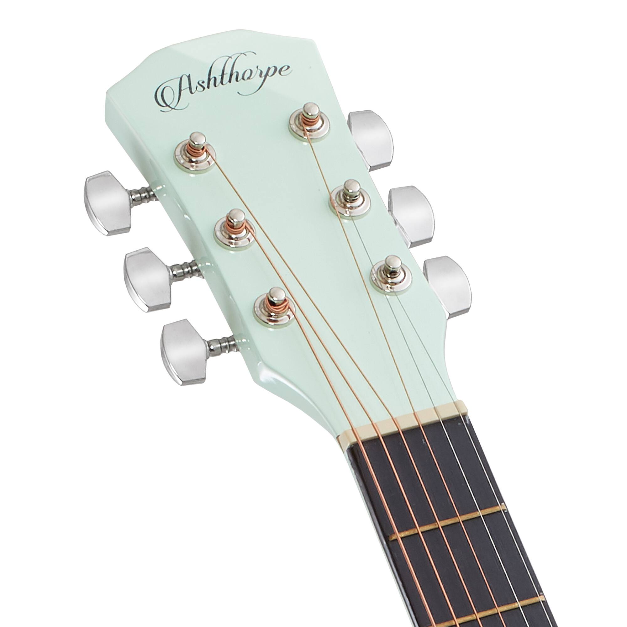 Alt View 2. Ashthorpe - 41-in Beginner Cutaway Acoustic Guitar Package with Gig Bag - Mint Green.