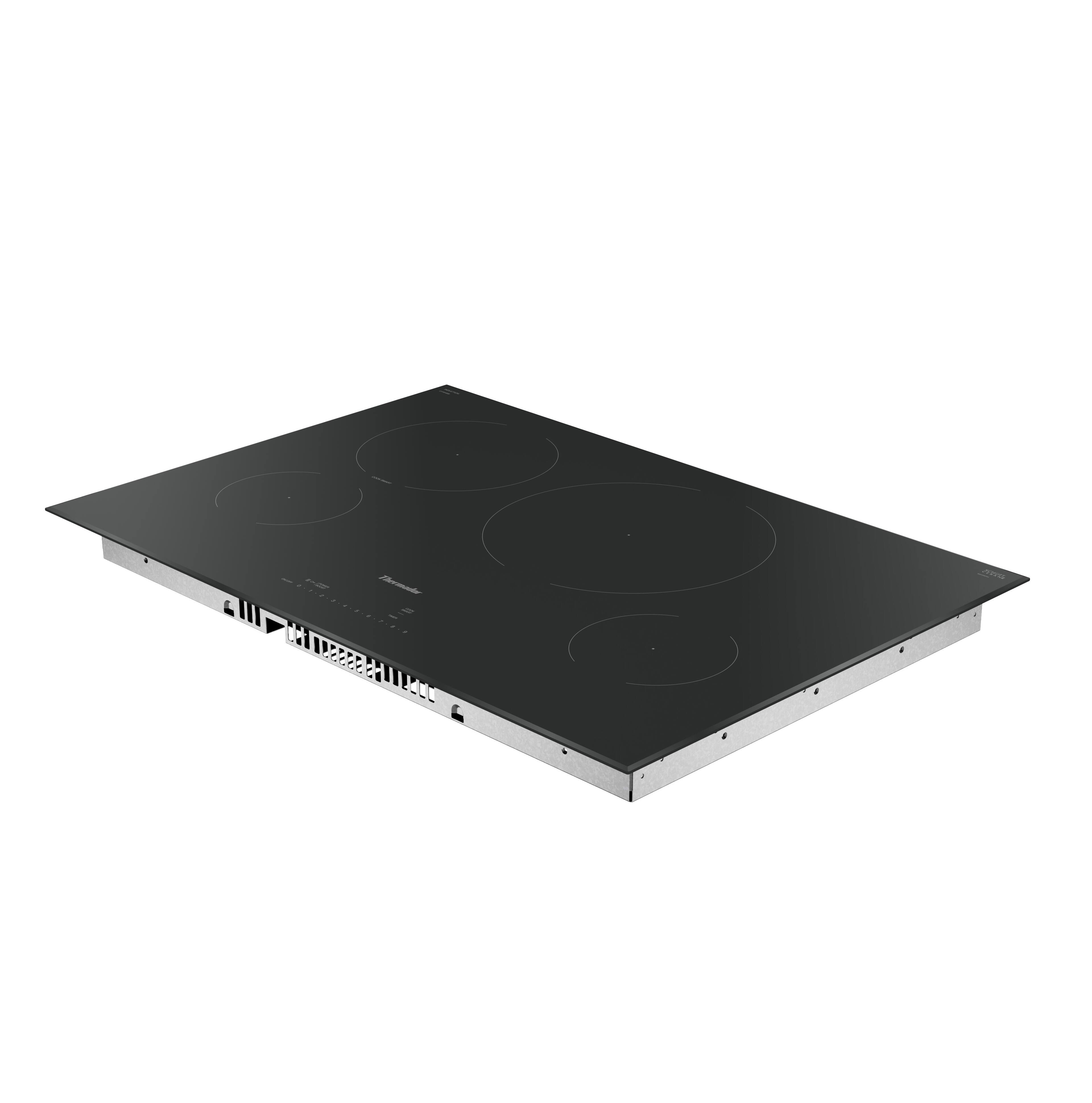 Left. Thermador - Masterpiece Series 30" Built-In Electric Induction Cooktop with 4 Elements and Wifi - Black.