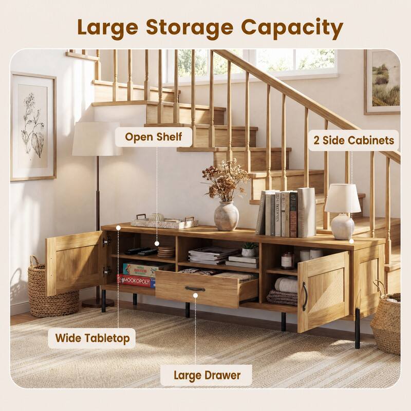 Large Storage Capacity  
Open Shelf  
2 Side Cabinets  
Wide Tabletop  
Large Drawer