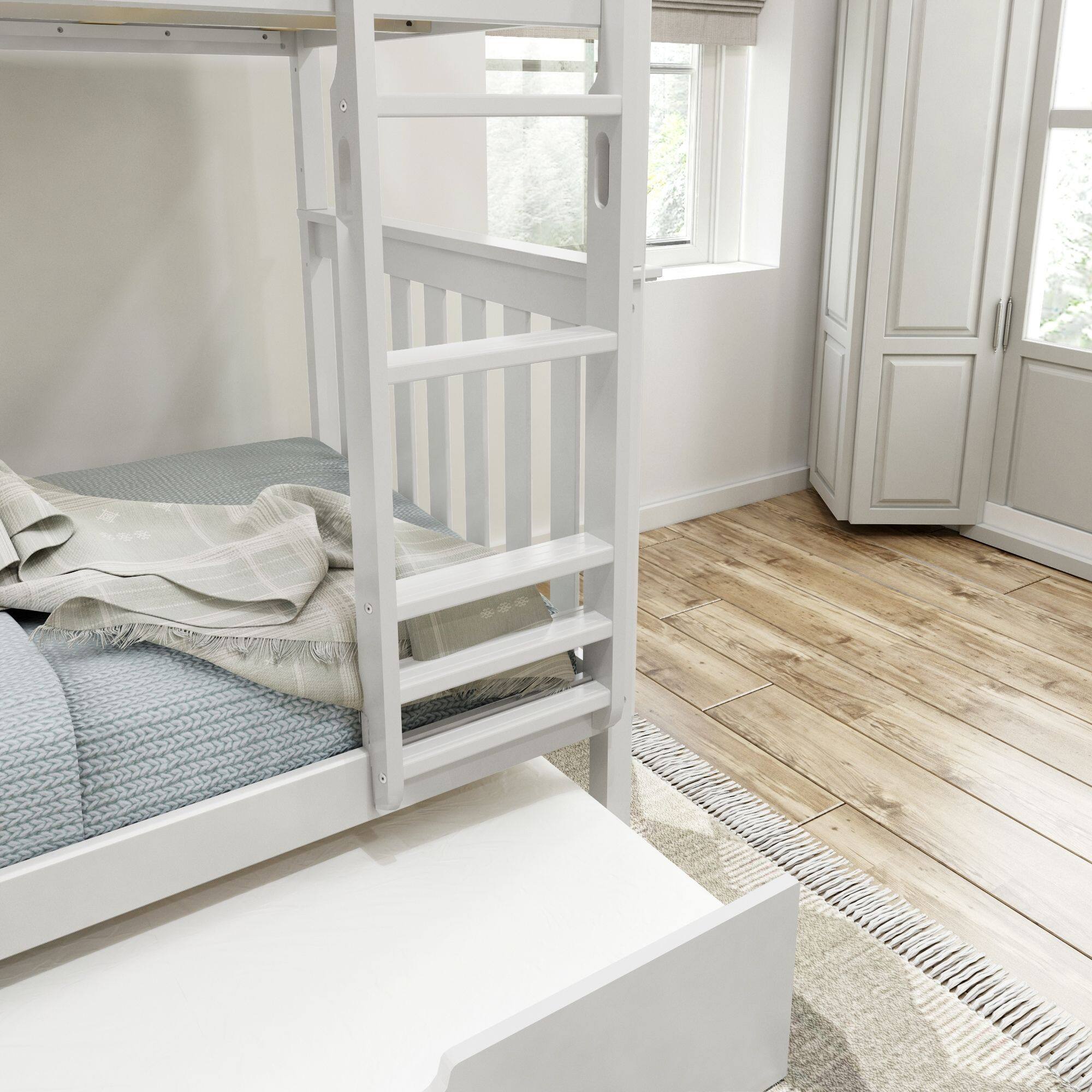 Alt View 3. Plank+Beam - Classic Twin over Twin Bunk Bed Bed + Trundle, White - White.