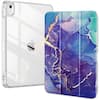 Front. DTTO - Case for iPad (A16)/10th Gen (2025/2022), clear hard back, soft TPU frame, slim trifold stand, auto wake/sleep - Royal Marble.