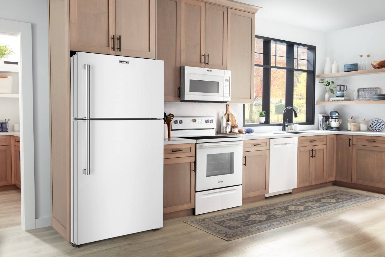 Alt View 9. Maytag - 19 Cu. Ft. Top-Freezer Refrigerator with Garage Mode - White.