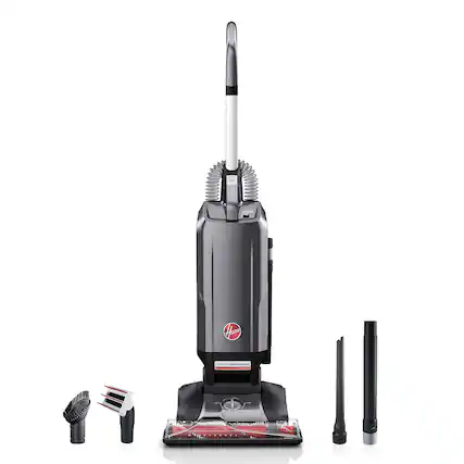 Front. Hoover - UH30650PC Upright Vacuum – Bagged HEPA, Pet Kit, 4-Level Height, 15″ Path, Gray, 12 A Motor, 30′ Cord - Gray.