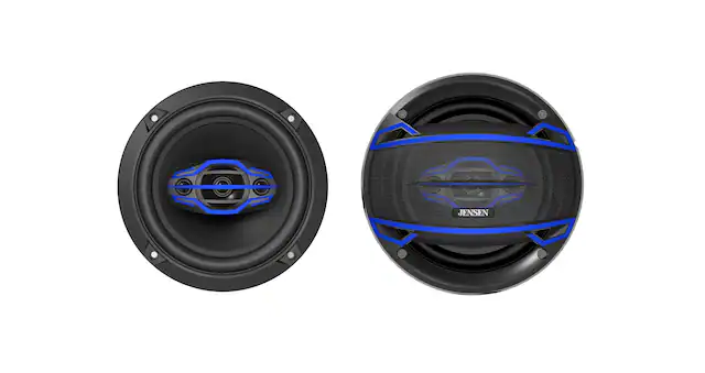Front. Jensen - Jensen JS6504 6.5" 4-Way Car Speakers Pair | 320W Peak | 35mm Dome Midrange | Two 15mm Piezo Tweeters - Black.