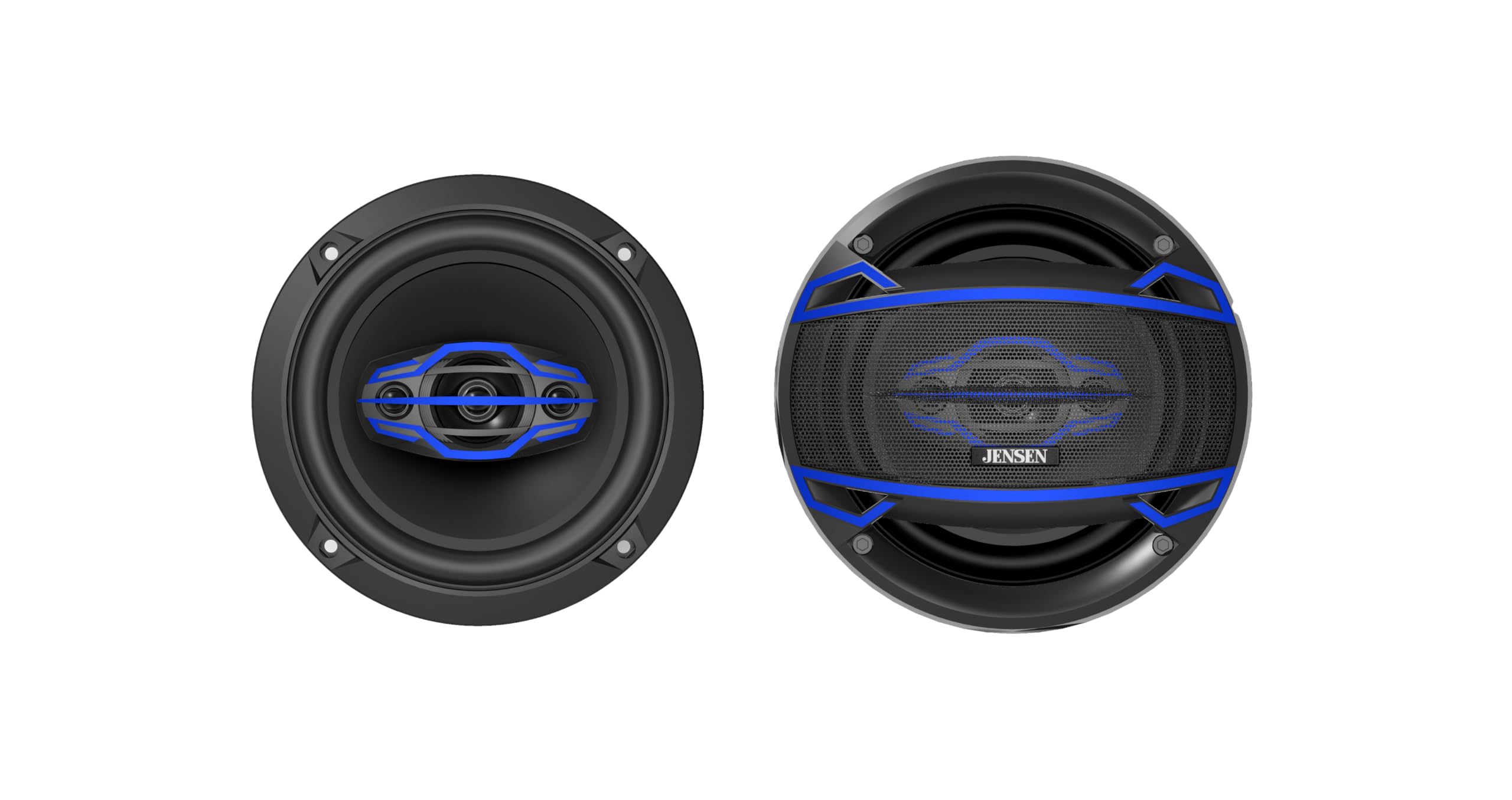 Jensen - JS6504 6.5" 4-Way Car Speakers Pair | 320W Peak | 35mm Dome Midrange | Two 15mm Piezo Tweeters - Black