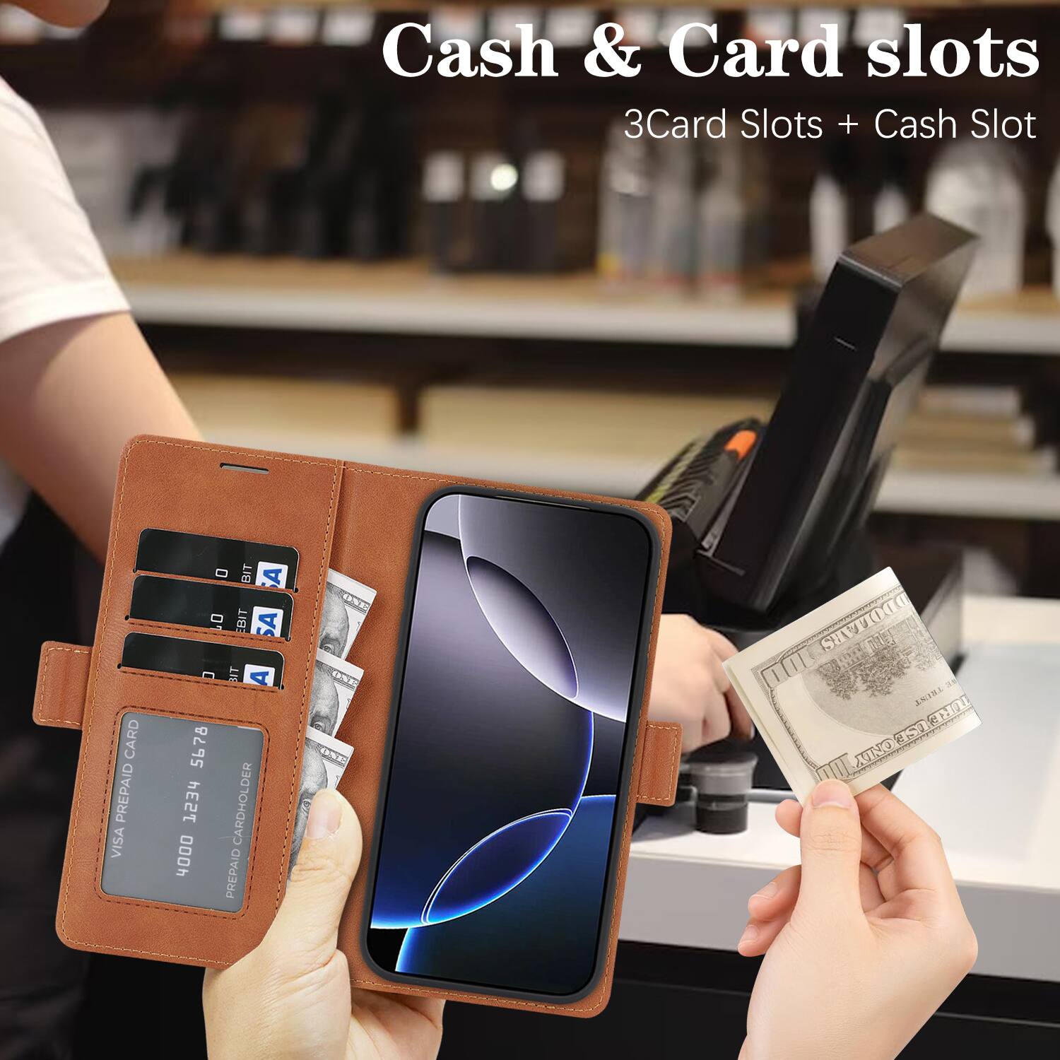 Cash & Card slots  
3Card Slots + Cash Slot  

CARD VISA PREPAID  
BIT A 0 BIT SA - BIT A 56 1234  
CARDHOLDER 4000  
PREPAID  

TU DDOLLARS TRUST TURE USE XINO