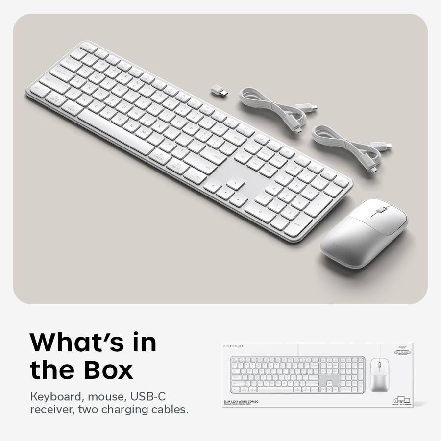 Satechi Slim CEX3 Full Size Wireless Keyboard & Mouse Combo Multi ...