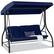 Front. Best Choice Products - Best Choice Products 3-Seat Outdoor Converting Canopy Swing Glider Patio Hammock w/ Removable Cushions - Navy - Navy.