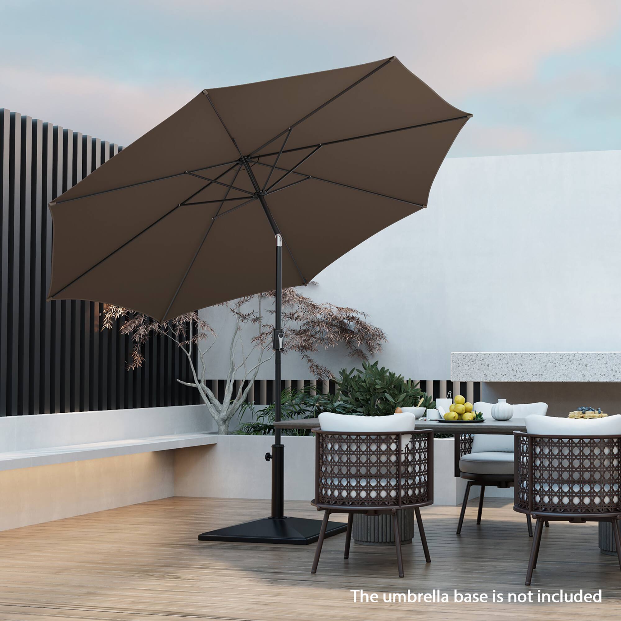 The umbrella base is not included.