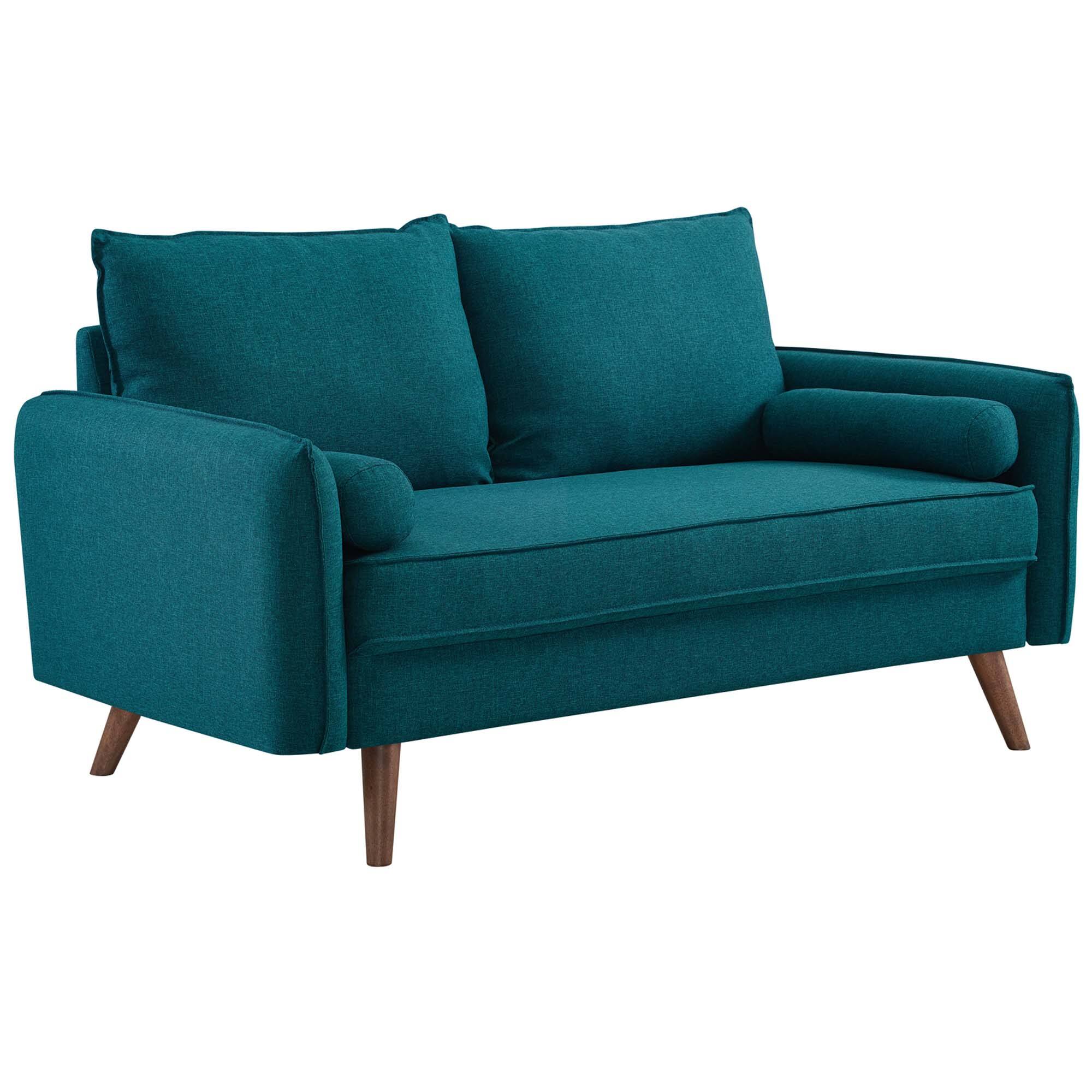 Angle. Modway - Revive Upholstered Fabric Loveseat by Modway - Teal.