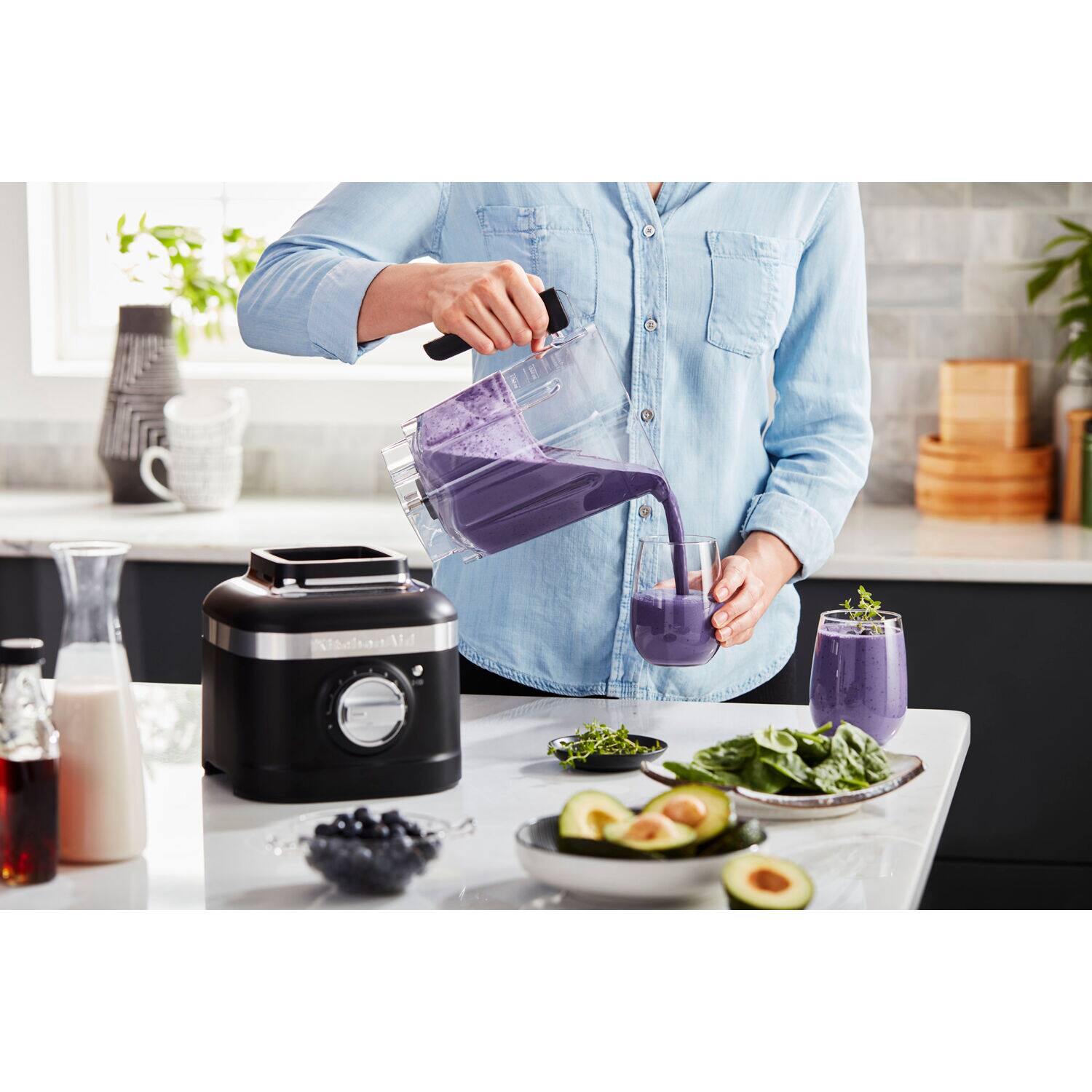 Alt View 9. KitchenAid - K400 1200W 56 oz. Variable 5-Speed BPA-Free Blender with Tamper, Matte Black - Black Matte.