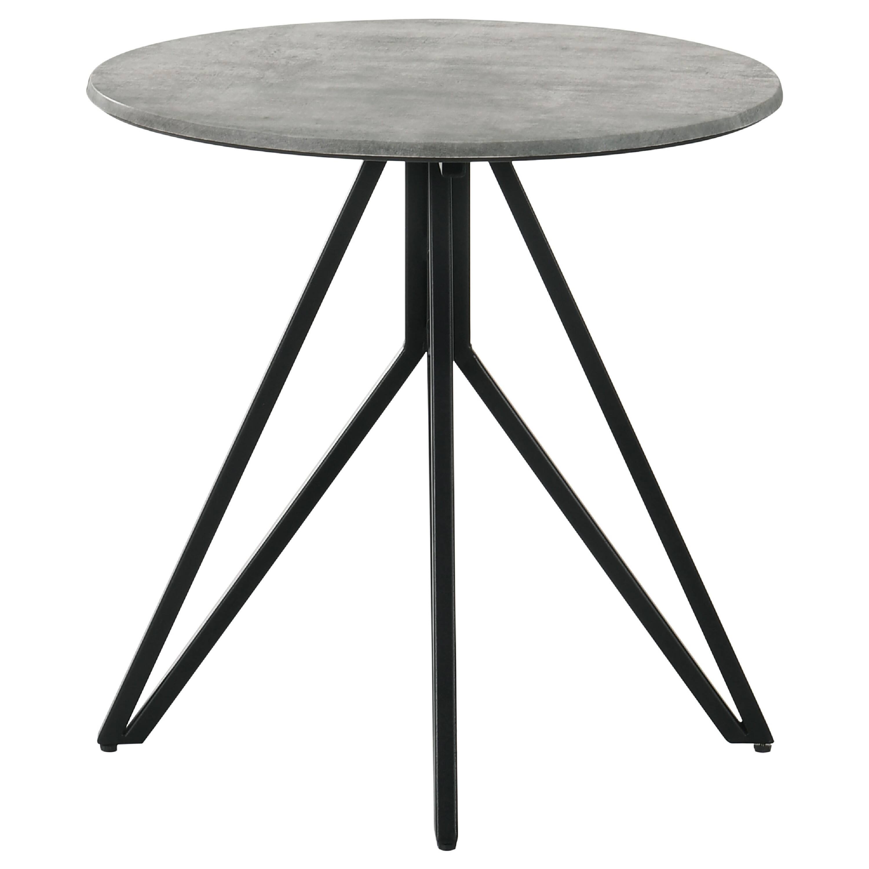 Alt View 3. Manhattan Lane - Aya 2pc Coffee and End Table Set, Gray Faux Cement Top, Metal - Gray, Black.