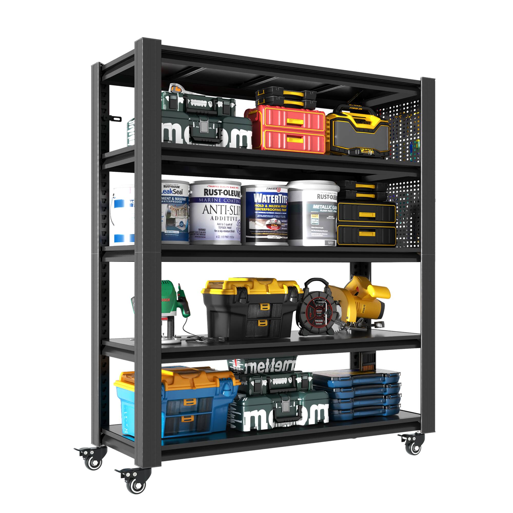 - Rustoleum
  - Metal & Masonry
  - Anti-Slip
  - Additive

- Rust-Oleum
  - WaterTite
  - Marine Coat

- Rust-Oleum
  - Metal & Masonry
  - Protective Coating

- Rust-Oleum
  - Metallic

- Metlem
  - (Brand name on the toolboxes)

- (Various toolboxes and tools)