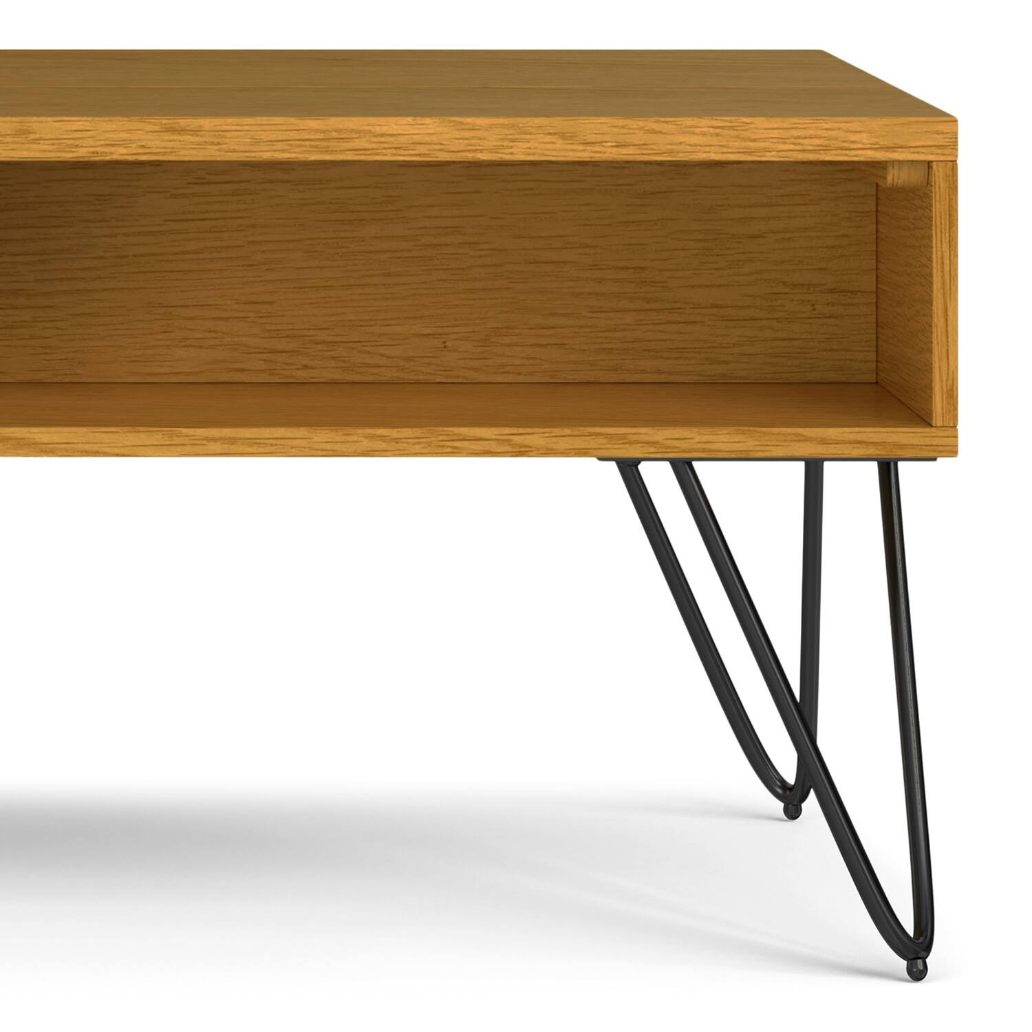 Alt View 9. Simpli Home - Hunter  48 inch Wide Rectangle Industrial Lift Top Coffee Table in Oak Veneer - Oak Veneer.