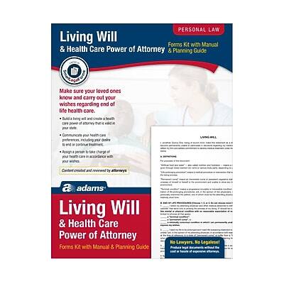 Adams - Living Will & Health Care POA Forms and Instructions Kit, 11.69" x 8.88" (ABF K306)
