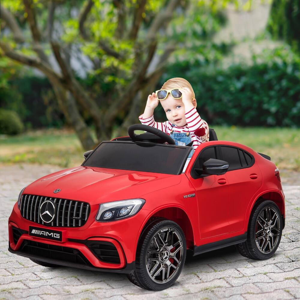 Angle. Ropilly - Ropilly 12V Toddler Ride On Car with Remote Control, Red Ride On Car with Suspension, Mercedes Benz AMG GLC63S Coupe.