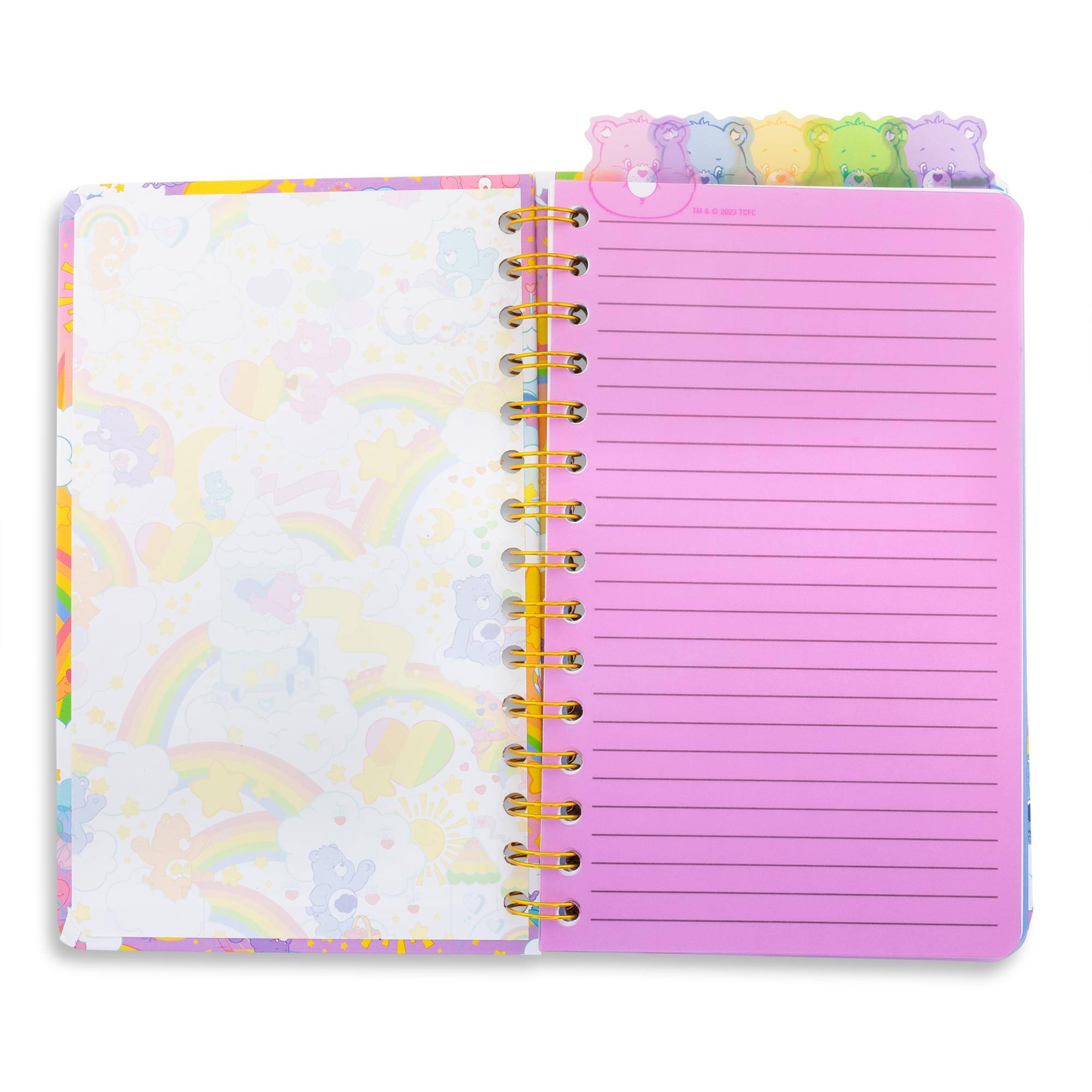 Alt View 1. Silver Buffalo - Care Bears Rainbows 5-Tab Spiral Notebook With 75 Sheets - Pink.