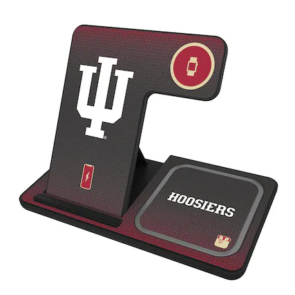 Front. Keyscaper - Indiana Hoosiers Linen Print 3-in-1 Charging Station - Black.