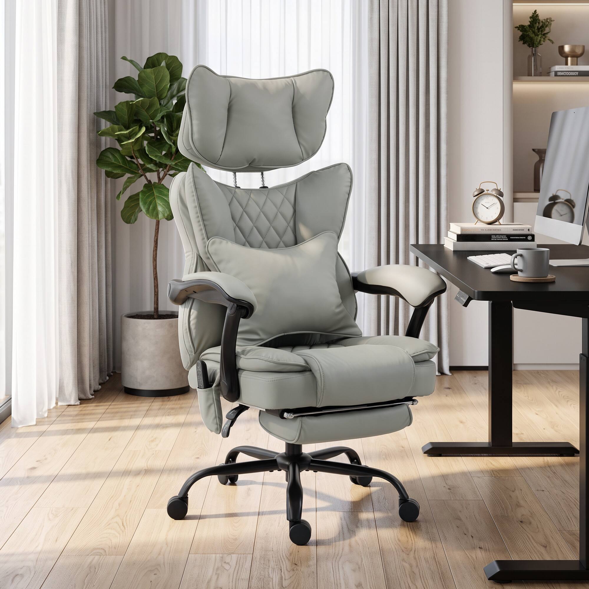 Alt View 1. Homcom - Back Vibration Massage Office Chair - Gray.