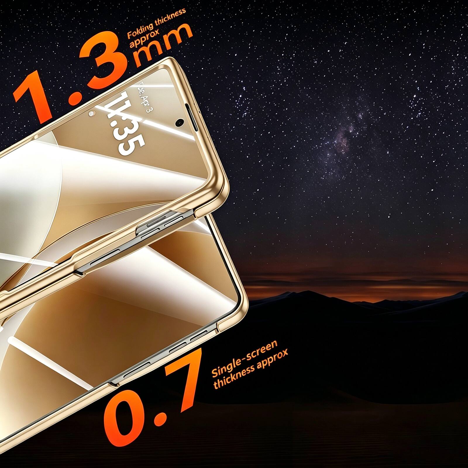 Folding thickness approx 1.3 mm  
Single-screen thickness approx 0.7
