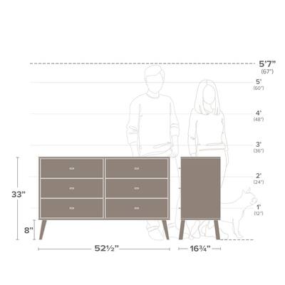 milo mid century modern 6-drawer dresser white Prepac Milo Mid-Century Modern 6 Drawer Dresser, Tall Chest of Drawers, Retro Bedroom Furniture, Lingerie Dresser - Overstock